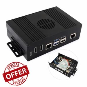 Waveshare Multi-Functional All-In-One Mini-Computer Kit A for Raspberry Pi 5 Aluminum Alloy Case with PCIe to Gigabit ETH Adapter Board Supports PCIe Extending To Gigabit Ethernet Po