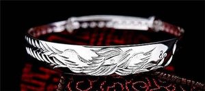Women 925 Silver Bangle Bracelet Vintage Carve Phoenix Adjustable Bangle Bracelet Ladies Silver Jewellery Birthday Gifts For Sisters Friend Couples Mom