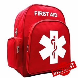 Jipemtra Red Emergency Backpack First Aid Bag Empty Medical First Aid Back Pack Trauma Bag for Hiking Camping Daycare Vacation Outdoors Pet Dog Ca