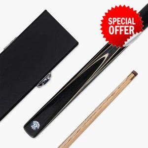 Jonny 8 Ball SNIPER 57 Inch 2 Piece Centre Joint English Pool Cue and Case Set 8mm Pro Leather Tip with Black Hard Classic Attache Case