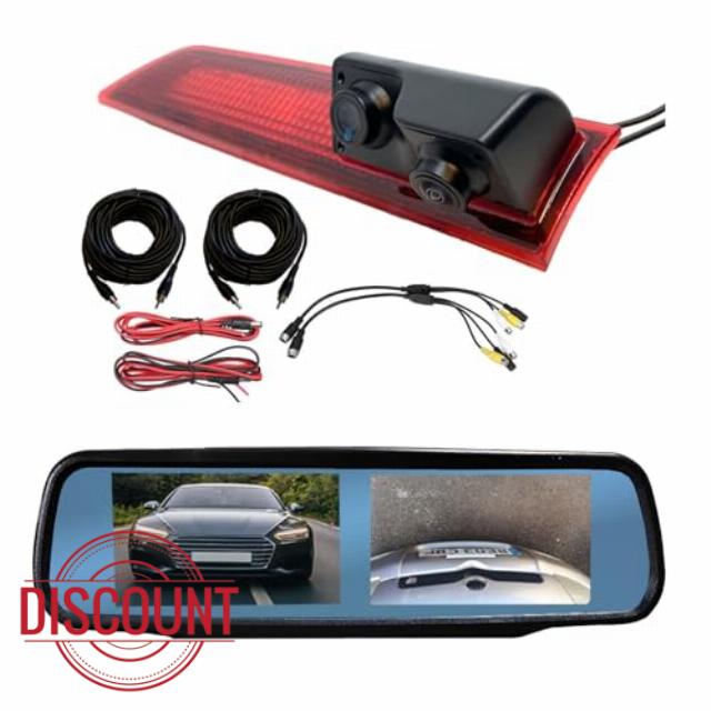 Dolphin Automotive Dual Van Reversing Camera Fits Ford Transit Custom 2012 - May 2016 With Double Rear Doors (Dual Camera With 4.3" Dual Mirror Monitor)