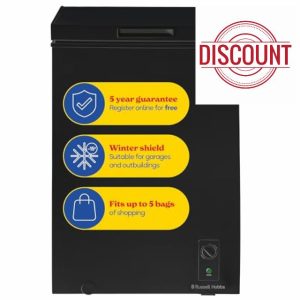 Russell Hobbs Black Chest Freezer 99L Freestanding with 5 Year Warranty