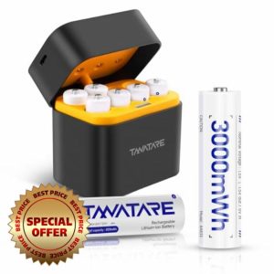 Tanatare Rechargeable AA Lithium Batteries 8 Pack with Fast Charger