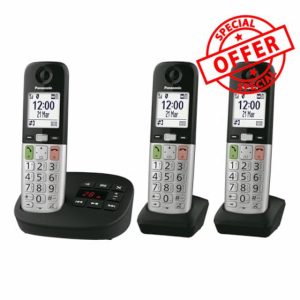 Panasonic KX-TGU433EB Digital Cordless Landline Phone with Answering Machine