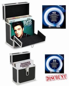 Retro musique Aluminium 12" Vinyl Record Storage Case include 40 Vinyl Record Outer Sleeves and 7" Vinyl Record EP Storage Case include 35 Vinyl Record Outer Sleeves (Black)