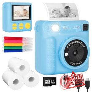 Niaazi Kids Polaroid Camera Instant Print Camera - 1080P HD Video Kids Camera