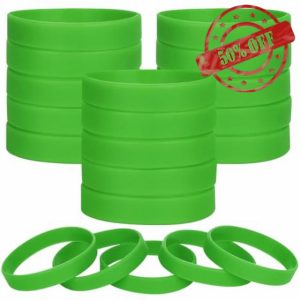 LVNRIDS 100 pcs Green Blank Silicone Wristbands for Kid