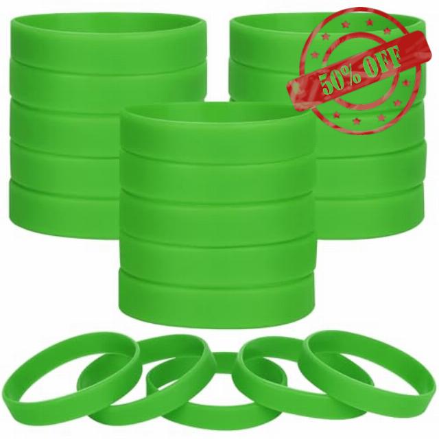 LVNRIDS 100 pcs Green Blank Silicone Wristbands for Kid