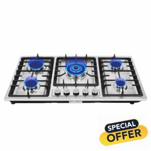 CCAUUB Built-in 5-Burner Gas Stove Top with 5 Different Power Burners
