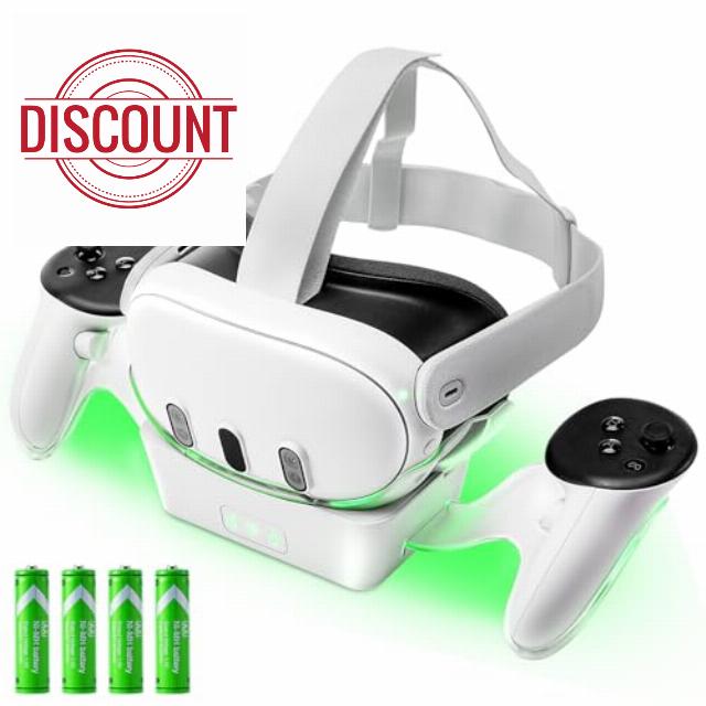 LYtech VR Charging Dock for Quest 3 Charging Stand for Oculus/Meta Quest 3 Magnetic Charging Station for VR Headset