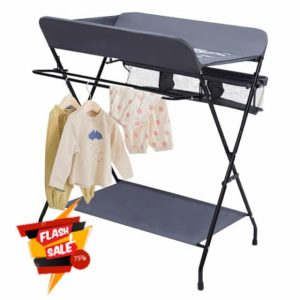 Baby Changing Table Table Foldable Nursery Changing Table Bath Mat with Bottom Storage Board for Changing Clothes and Diapers