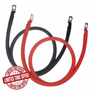100cm Battery Leads - Pair Red & Black - 35mm² (2 AWG) - 12V