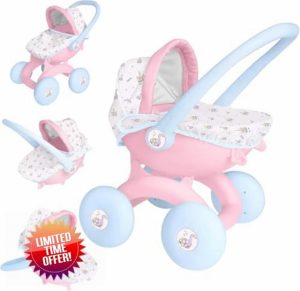 HOT BARGAINS Babyboo My First Versatile Pram 4-In-1 Toy and Game | Children's Baby Doll Pushchair Stroller Transforms from Pram to Pushchair Toy Great For Girls & Boys
