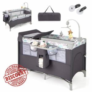 GYMAX 5 in 1 Folding Travel Cot