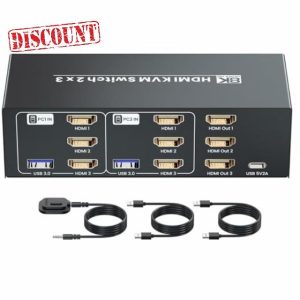 8K/60Hz USB 3.0 Three Monitor HDMI KVM Switcher