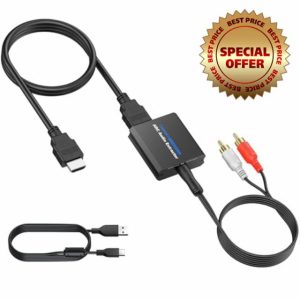 CAMWAY HDMI ARC Audio Converter Supports 32-192kHz 3.5 mm Outputs 5 V 1 A Power Requirement CEC Remote Volume Control Compatible with HD TVs Ideal for Soundbars