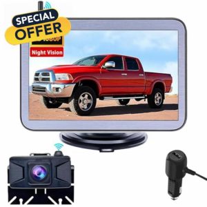 Digital Wireless AHD Reversing Camera Kit with 5‘’ LCD Monitor - HD 1080P Clear Image Reversing Camera for Cars and Vans No Latency IP68 Waterproof Night Vision