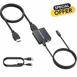 CAMWAY HDMI ARC Audio Extractor ARC to Optical/Coaxial Audio Splitter Supports 192 KHz Audio for TV to Speaker AV Amplifier Enhance Audio Experience(Not for HDMI eARC TV)