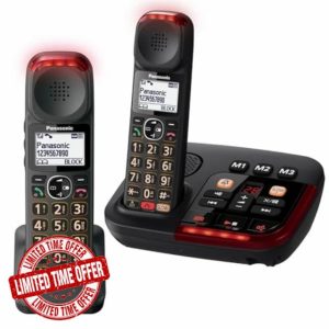 Panasonic KX-TGM422 Twin Amplified Digital Cordless Phone with Answering Machine with loud volume