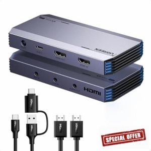 UGREEN Video Capture Card HDMI to USB C Streaming Device 4K@60Hz HDR VRR Passthrough 1080P@120/240fps Recording Compatible with PS5 PS4 Xbox Series X/S Switch DSLR Camera iPad Pro MacBook Laptop Phone