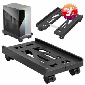 SPORWAY CPU Stand PC Stand: Computer Holder Universal Adjustable CPU Stand with 4 Wheels