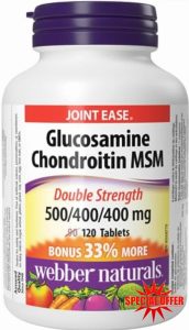 Webber Naturals Glucosamine Chondroitin MSM Double Strength 500/400/400 mg 120 Tablets