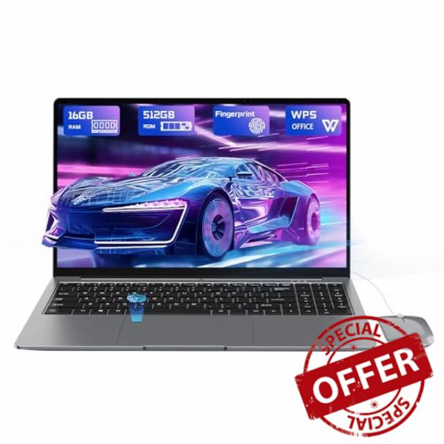 Laptop PC 16GB RAM LPDDR4 512GB SSD PC 15.6 inch UHD Netbook Intel Celeron N5095 Processor Computer with Touch ID WiFi5 Bluetooth 4.2 USB 3.