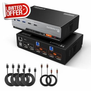 TESmart 8K60Hz DisplayPort MST KVM Switch 2 PC 2 Monitors