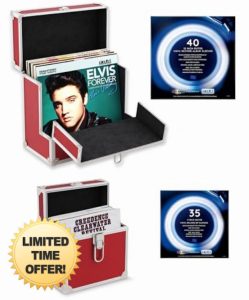 Retro musique Aluminium 12" Vinyl Record Storage Case include 40 Vinyl Record Outer Sleeves and 7" Vinyl Record EP Storage Case include 35 Vinyl Record Outer Sleeves (Red)