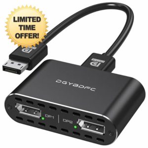 DGYBDFC Displayport to Dual Displayport Adapter 4K120Hz DP to 2 DP Splitter 1 In 2 Out Multi Stream Transport Hub for Windows/Vista/XP and macOS etc. (macOS Only Support SST Mode)