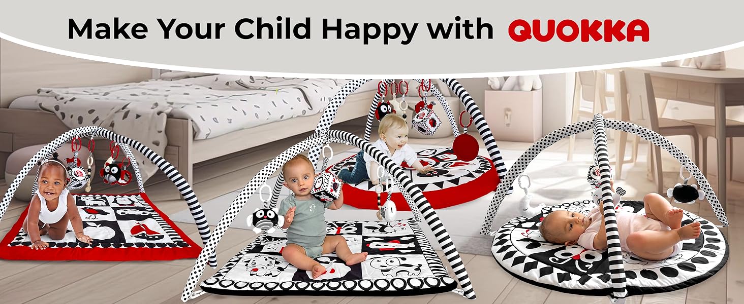 QUOKKA High Contrast Baby Play Gym Mat with Sound Toys 0+