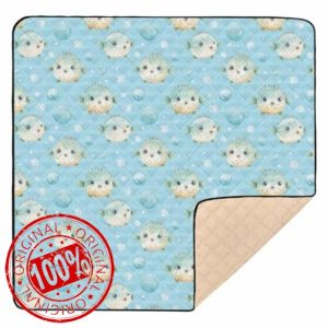 Blue Puffer Fish Pattern Baby Play Mat for Floor