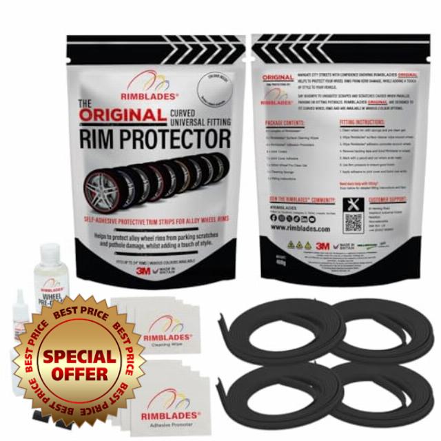 Rimblades Original DELUXE – Full Kit – LATEST NEW Alloy Wheel Rim Protectors | Alloy Wheel Protectors | Wheel Protection | Fits 12-24 Inch Wheels (Black)