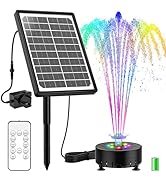 SUJFEE 8W LED Solar Water Fountain for Outdoor with Remote Control, Upgrade Solar Pond Pump Kit S...
