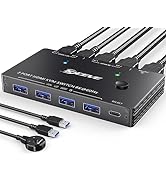 KVM Switch 2 Monitors 3 Computers 4K@60Hz 2K@144Hz, 𝐄𝐃𝐈𝐃 𝐬𝐢𝐦𝐮𝐥𝐚𝐭𝐢𝐨𝐧, MLEEDA Dual Mo...