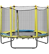 HOMCOM 4.6FT Kids Trampoline for Toddlers with Enclosure, Safety Net, Pads, Outdoor Indoor for 3-...