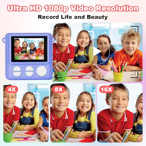 Kids Digital Camera with Photo Paper and 32GB SD Card