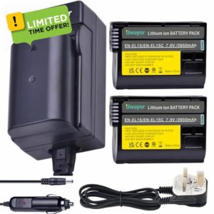 Uwayor EN-EL15C Camera Battery Charger Set Replacement Battery Kit USB for Nikon Z5 Z6 II D780 D850 D750 D800 D800E D810 D810A D7100 D7200 Digital Camera
