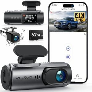 WOLFANG 4K Dash Cam Front and Rear WiFi Dashcam