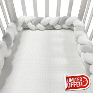 GYCF Braided Crib Knotted Braided Bed Snake Cot Bumper Knot Pillow Cushion Soft Knot Bed Handmade Braided Cushion Cot Bumper Bed Surround Protector