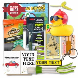 Cozy Cupboard Personalised 'I've Passed My Driving Test' Gift Box - 8pc Practical Car Essential Accessories - Everything a New Driver Needs (inc Custom Numberplate Keychain + Personalised Card)