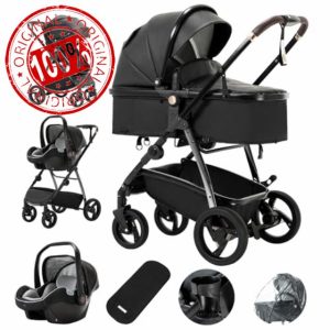 Gcarebb PU Leather 3 in 1 Pram