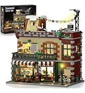 INSOON City Coffee House Building Set with LED Light, 1589 PCS Cafe Shop Building Block Toy with ...
