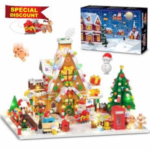 INSOON Advent Calendar 2024 Gingerbread House Building Set with LED Light - 24 Day Christmas Count Down Mini Building Block 1763PCS