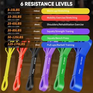 6 Levels Exercise Band Pull Up Bands with Door Anchor