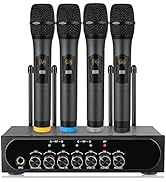 LiNKFOR UHF Wireless Microphone System Dual Handheld Metal Rechargeable Wireless Microphones and ...