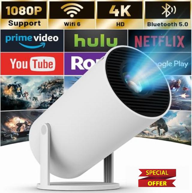 Mini Projector with WIFI 6 and Bluetooth