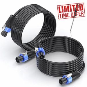 Jumwa 2pack Speakon to Speakon Cables 12 Guage Cord Wire for Audio Amplifier with Twist Lock for DJ/PA Heavy Duty Audio