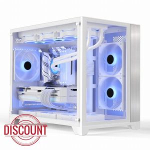 iONZ PC Gaming Case Micro ATX Mid Tower - Dual Chamber Dynamic Series | Airflow Tempered Glass (v1 with 3 x ARGB Fans