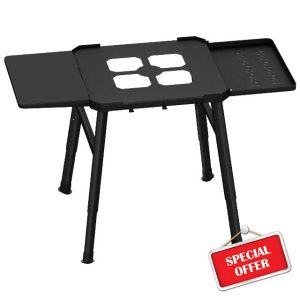 DUDSOEHO Grill Stand for Ninja Woodfire Outdoor Grill - Electric Outdoor BBQ Grill Height Adjustable Stand with Double Side Table